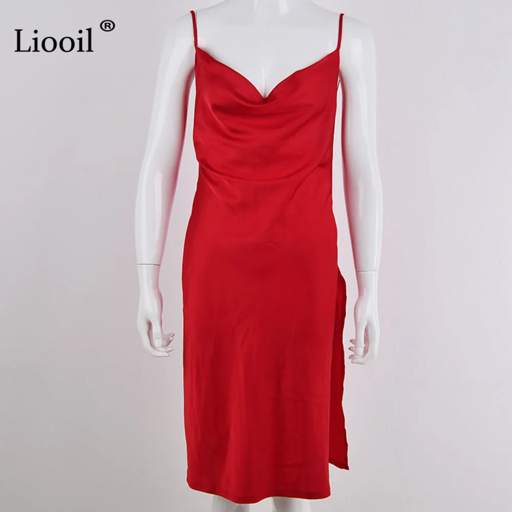 

Liooil Black Midi Dress Women Clothes Sexy Clubwear 2021 Sleeveless Backless Asymmetrical Spaghetti Strap Party Ladies Dresses