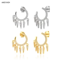andywen 925 sterling silver zircon pave luxury stud earring european luxury fashion crystal fine jewelry for piercing women