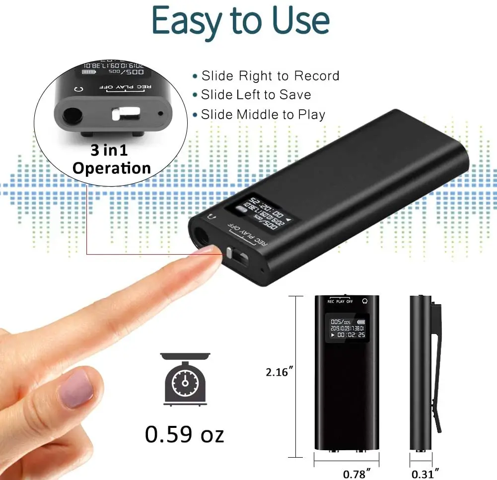 

Q25 Micro Miniature Professional Voice Recorder Noise Cencelling 8GB MP3 Voice Activated Digital Voice Recorder