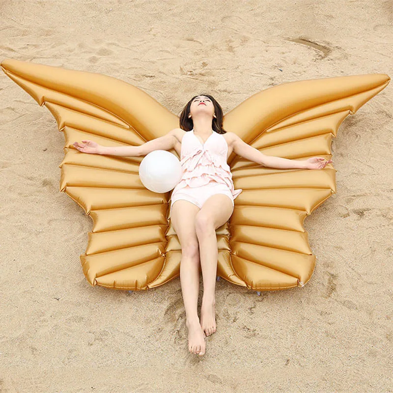 Гигантский ПВХ Крылья Ангела плавающий ряд золотой белый лежа надувной водный