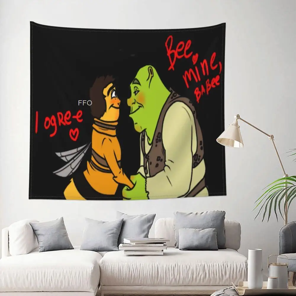 

Anime Shrek Tapestry Wall Hanging Hippie Bohemian Spoof Tapestries Aesthetic Decor Room Decoration Bedroom Livingroom Sofa Cover