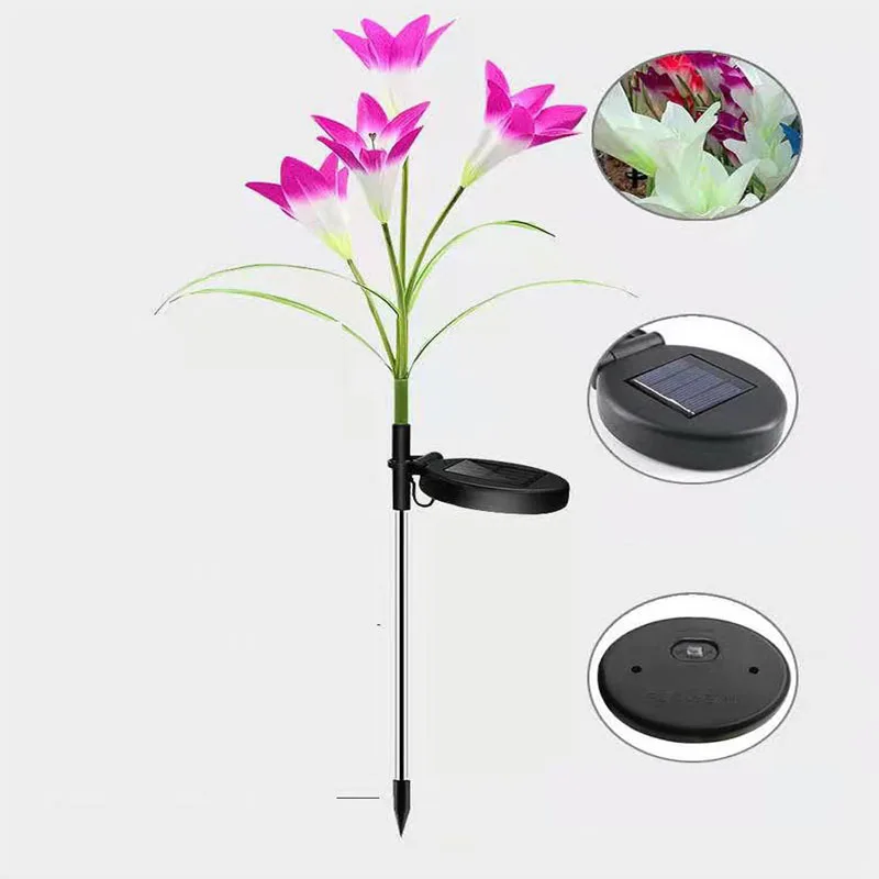 

LED Solar Light RGB Lily Garden Flower Outdoor Waterproof Decorative Lamp Solar Power Landscape For Courtyard Yard Path Lawn
