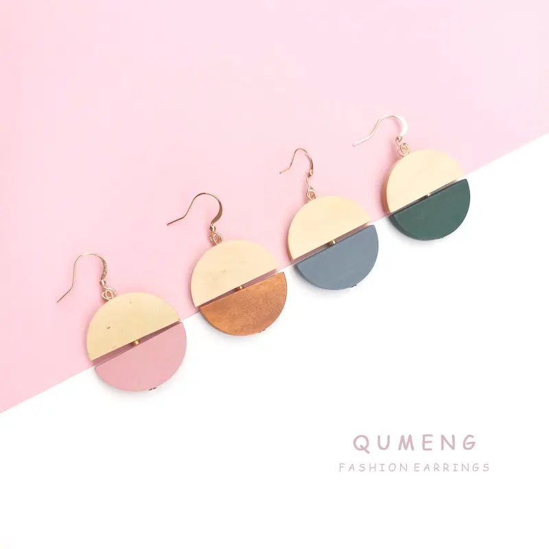 QUMENG новые роскошные серьги с двумя полукруглыми геометрическими фигурами 2020