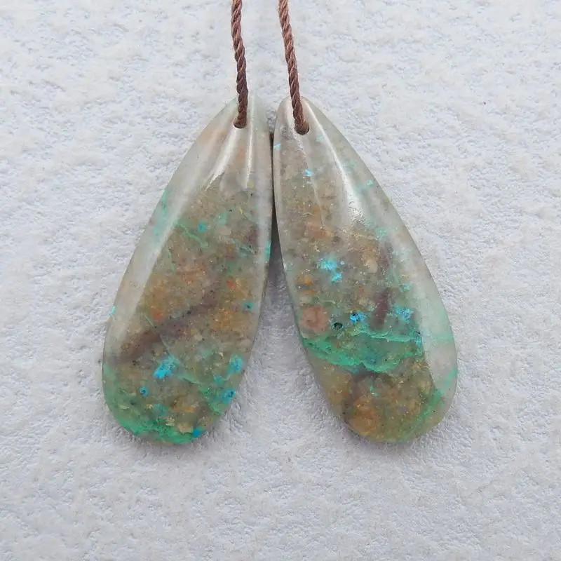 

Natural Stone Teardrop Chrysocolla Front Drilled Earring Bead 34x14x5mm 7g Beauty Jewelry Women Earrings