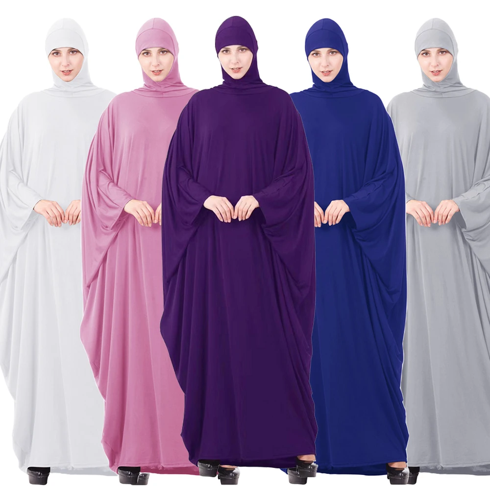 

Muslim Women Prayer Garment Hijab Dress Loose Jilbab Arab Kaftan Farasha Robe Bat Sleeve Maxi Gown Worship Service Islamic Dress