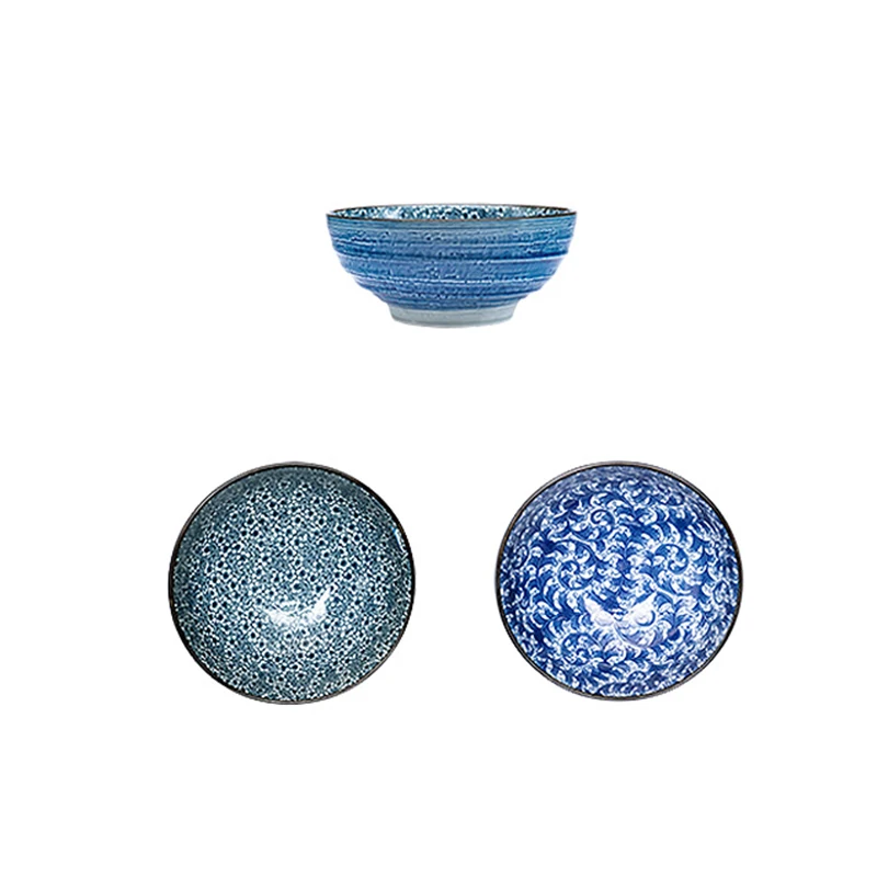 

Retro Tableware Set Round Large Household Ceramic Salad Dishes Mini Bowls Porcelain Japanese Style Vaisselle Cuisine Bowls KC50W