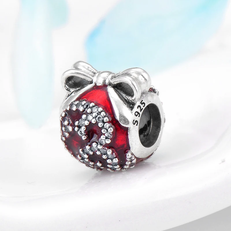 2018 зимние рождественские красные Эмалевые фрукты из стерлингового серебра 925