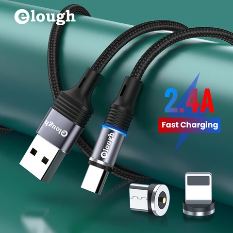 Магнитный кабель Micro USB Elough для iPhone 13, 12 Pro, Xiaomi Mi 8, Samsung, Huawei, магнитное зарядное устройство, кабель USB Type-C для быстрой зарядки