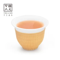 dehua county small tea cup master cup bamboo button porcelain kung fu tea set single cup white porcelain bowl
