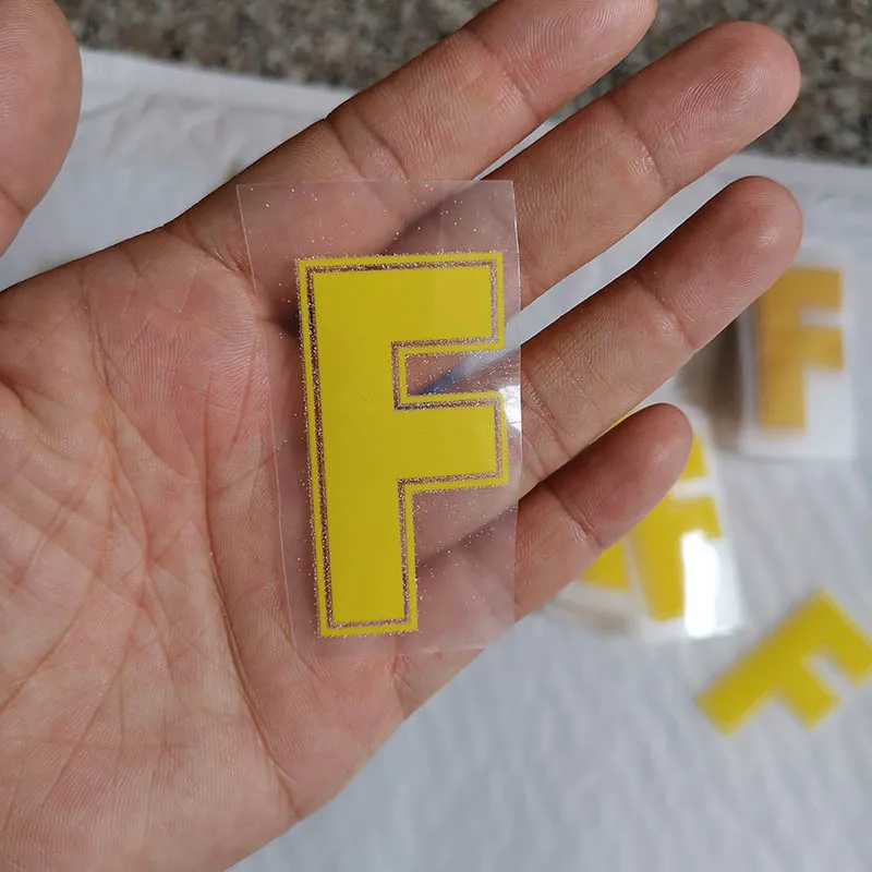 5cm-F 5 см желтый цвет буквы A-Z термонаклейки название Спортивная тканевая наклейка Горячая теплопередача DIY термоклейкие для одежды сумка обувь - Цвет: 5cm-F