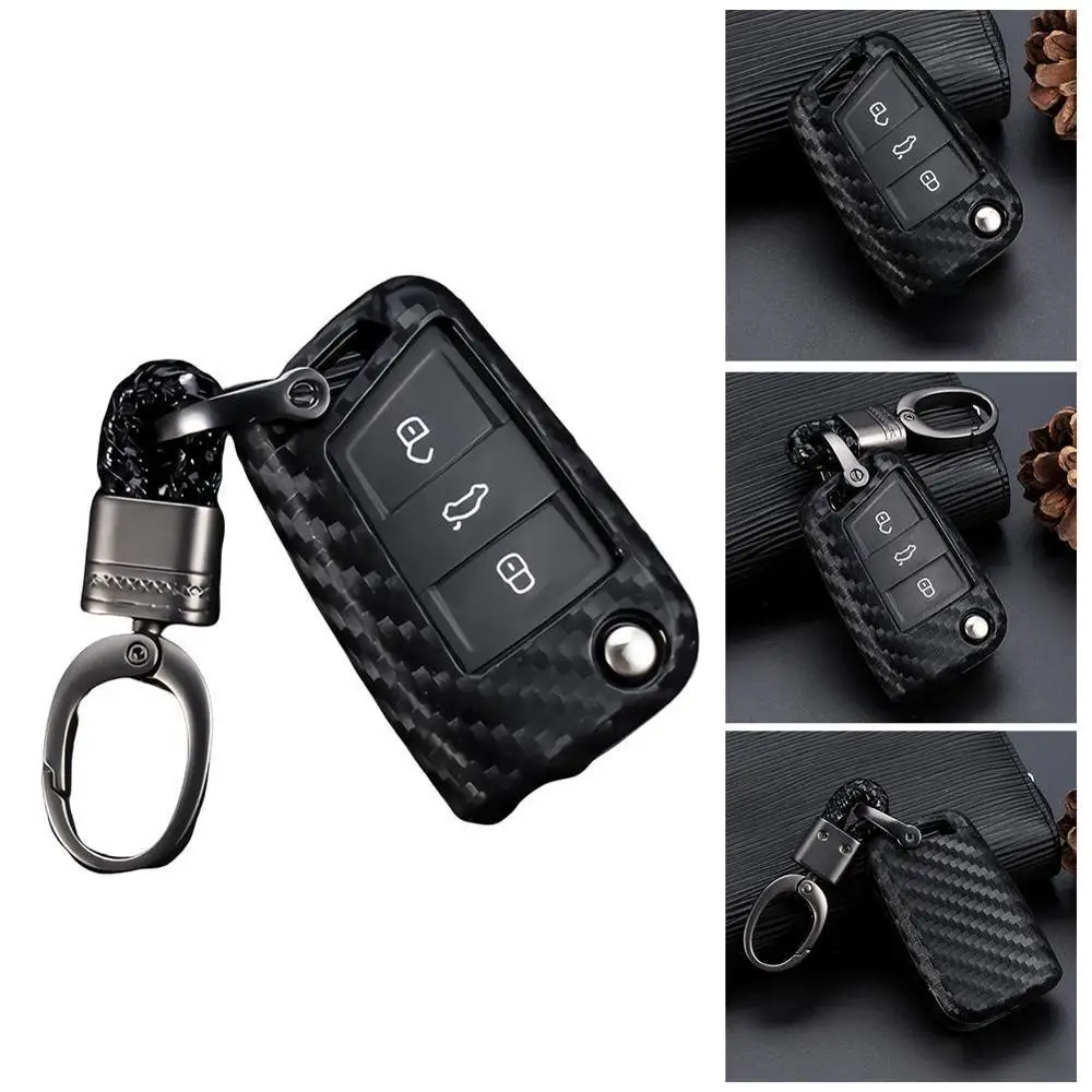 Прочный чехол для автомобильного ключа VW Golf 7 GTI R MK7 Tiguan из углеродного волокна