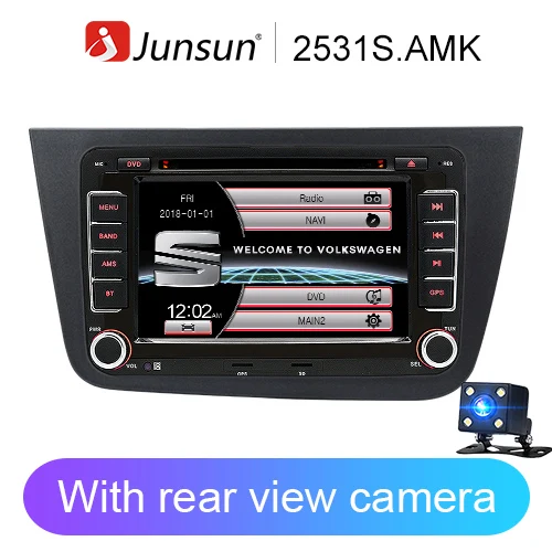 With Rear Camera Junsun 2 din автомагнитола " автомобильный DVD Радио мультимедийный плеер для Seat Altea 2004- Толедо 2004-2009 gps навигация автомобильный аудио - Цвет: With Rear Camera