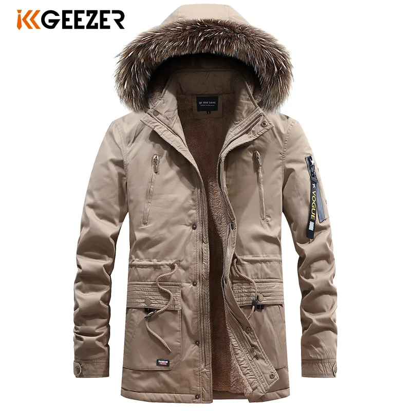 Зимняя мужская куртка из хлопка и кашемира Толстая теплая ветрозащитная