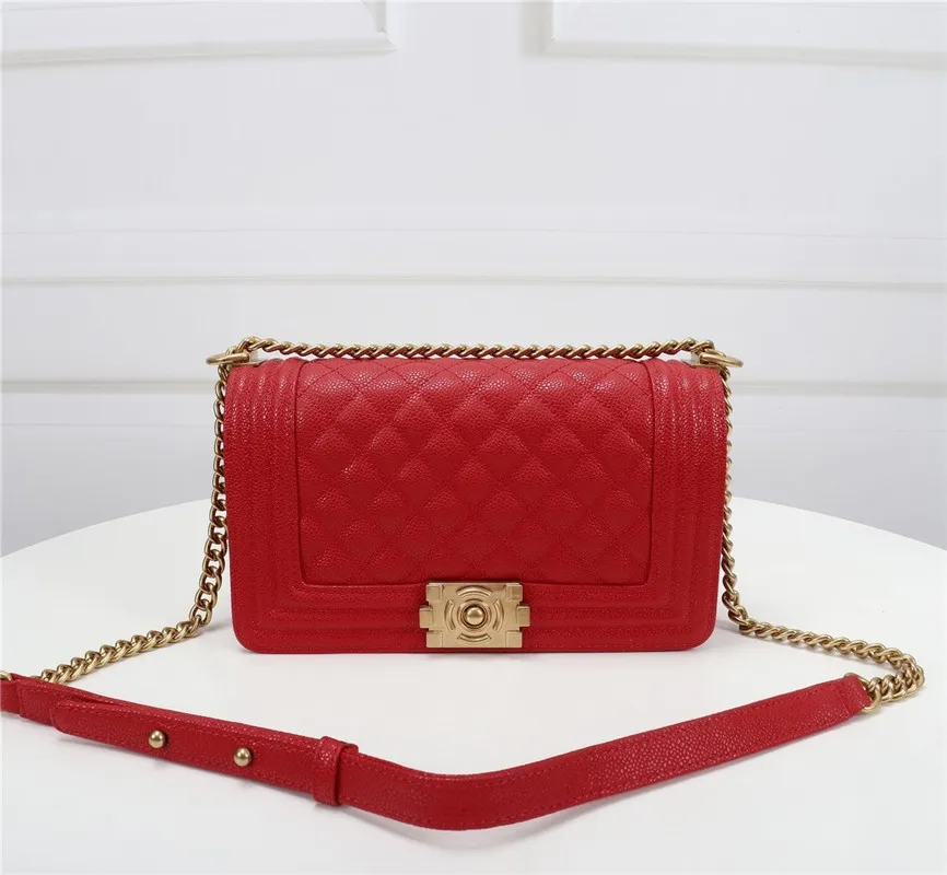 

Caviar genuine leather small fragrance Lingge chain women's bag 2020 new large capacity fashion clamshell Messenger Shoulder Bag