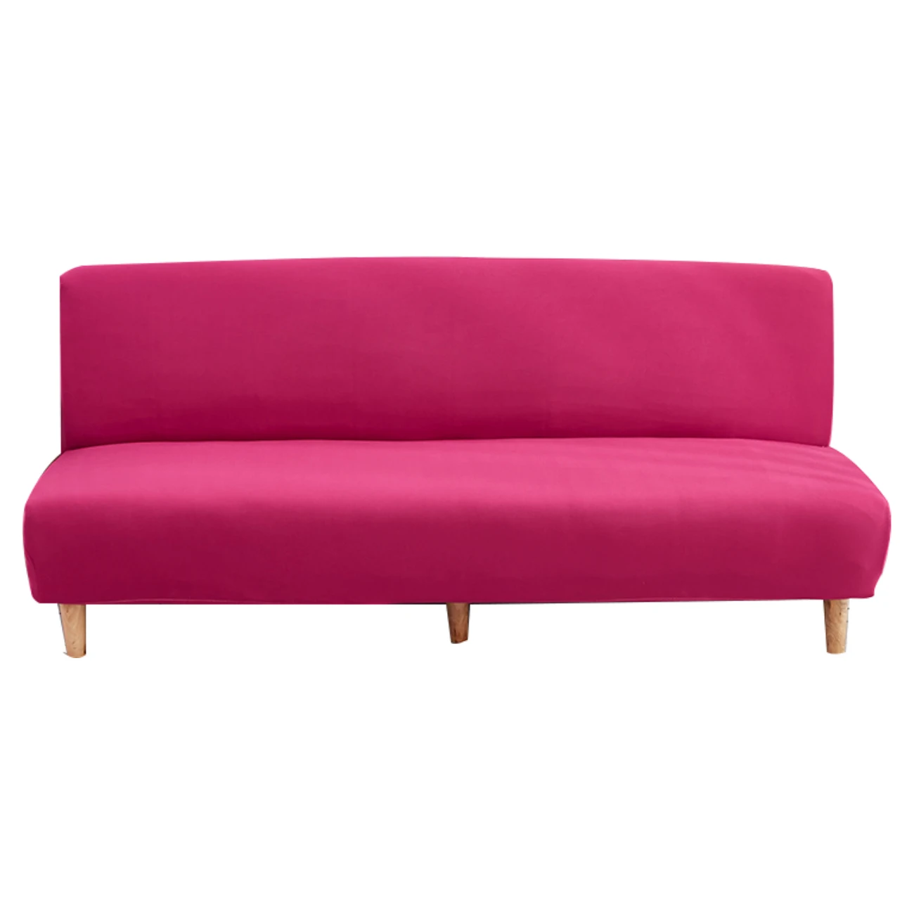 

Armless Sofa Bed Cover Folding Rose Pink Modern Seat Slipcovers Stretch Couch Cover Without Armrest Protector Elastic Spandex