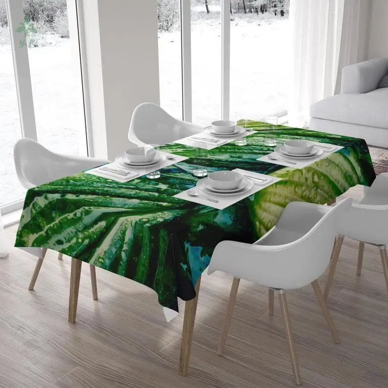 

Скатерть с листьями Hosta, зеленое покрытие для стола с изображением растений, природа, подарок для любимого, кухонный аксессуар, домашний декор