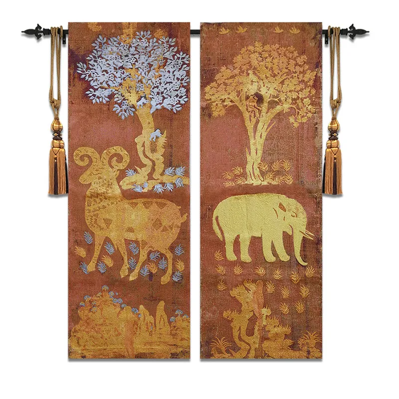Belgian Tapestry For Household Decoration Wall Painting Golden Sheep And Elephant 45X128CM