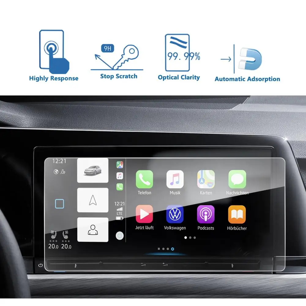 lfotpp for golf mk8 discover pro 10 inch 2020 car navigation display tempered glass screen protector auto interior accessories free global shipping