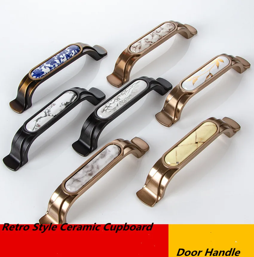 Ручка для кухонного шкафа керамическая ручка из мрамора черного и бронзового