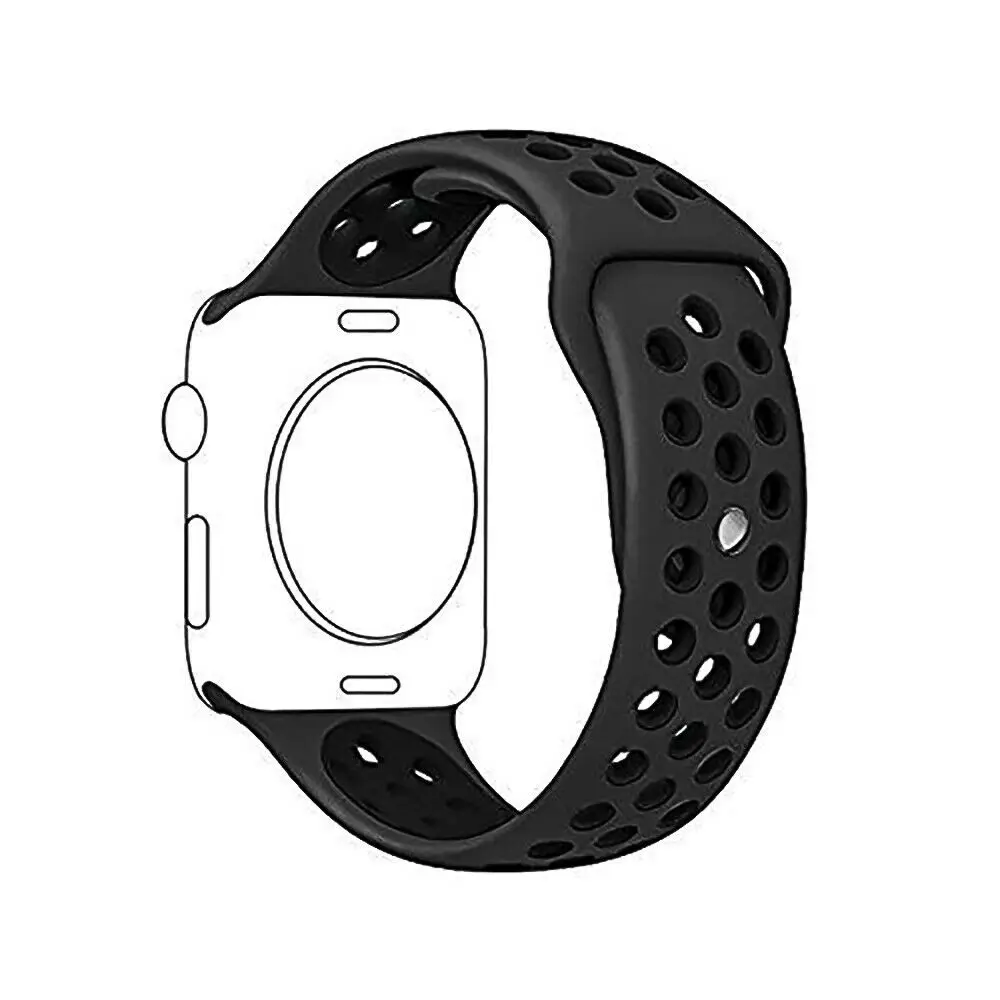 Дышащий силиконовый ремешок для часов для Apple Watch ремешок 5 4 3 2 1 38 мм 42 мм спортивный резиновый ремешок для часов Nike+ iwatch 40 мм 44 мм - Цвет ремешка: Black black