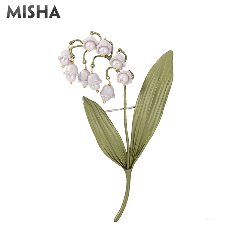 Женская Брошь в виде белой лилии MISHA большая пресноводная жемчужина трендовом