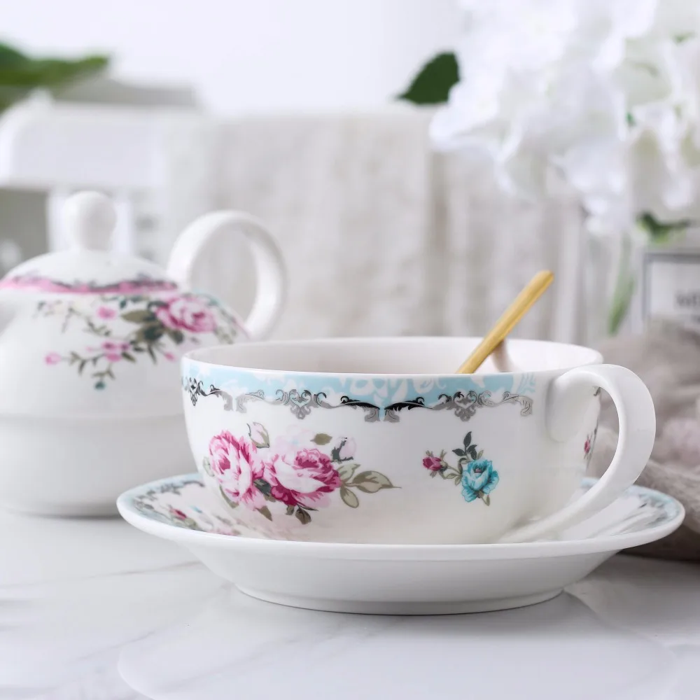 MALACASA серия Sweet.time 4-Piece цветочный чай для одного набора кремовый белый фарфор