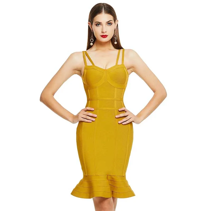 

Free Shipping Wholesale Summer Women Spaghetti Strap Strapless Sexy Mermaid Celebrity Cocktail Party Bandage Dress