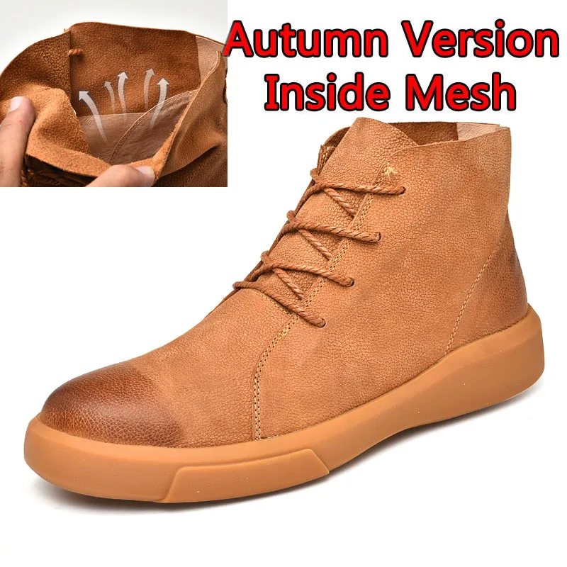 Autumn Brown Surgut, фирменные Мужские ботинки ПУ мокасины из искусственной кожи для Для мужчин осень-зима обувь Для мужчин полусапоги зимние мотоботы размер 38-47 - Цвет: Autumn Brown