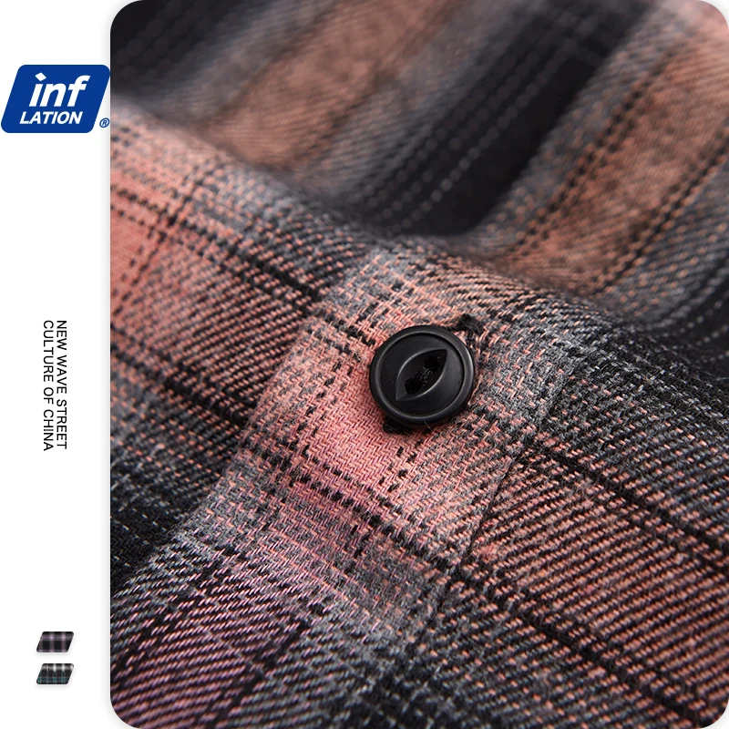

INFLATION Mens Retro Contrast Color Plaid Shirt Men Streetwear 2021 Stylish Oversized Hip Hop Shirts Male Long Sleeve 2135W