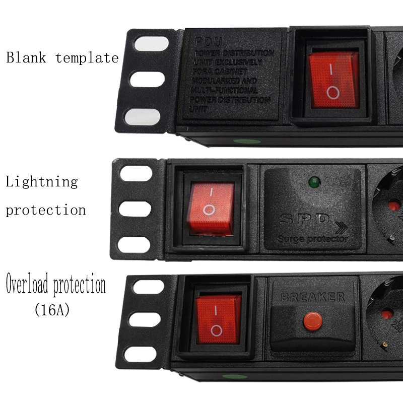 19 inch Rack 1U Cabinet Power Distribution Unit Socket Overload/Surge Protection With Siwtch 2M Extension Cord | Электроника