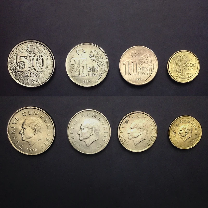 

Turkey Set 4 Coins Original True Real Genuine Coin European Collectible Gift UNC