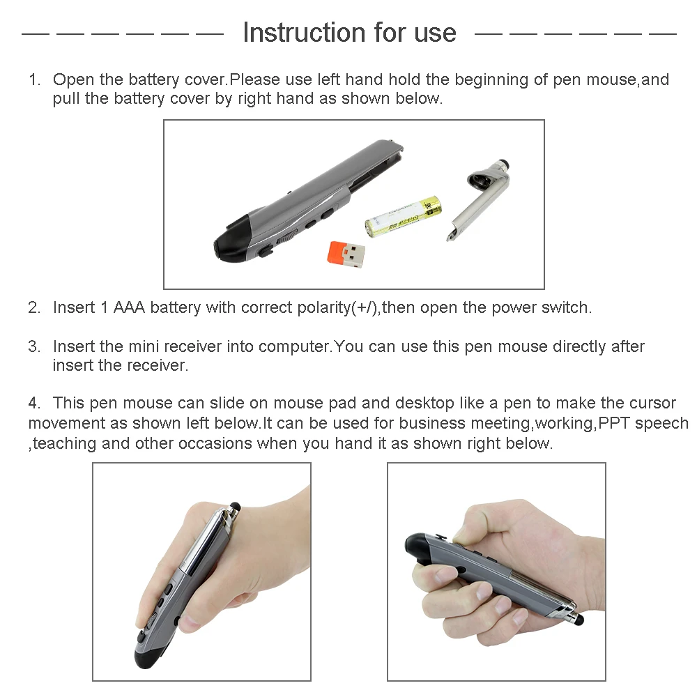 chyi 2 4g wireless pen shaped mouse usb ergonomic touch pen mouse 1600dpi optical computer gaming mice for home office pc laptop free global shipping