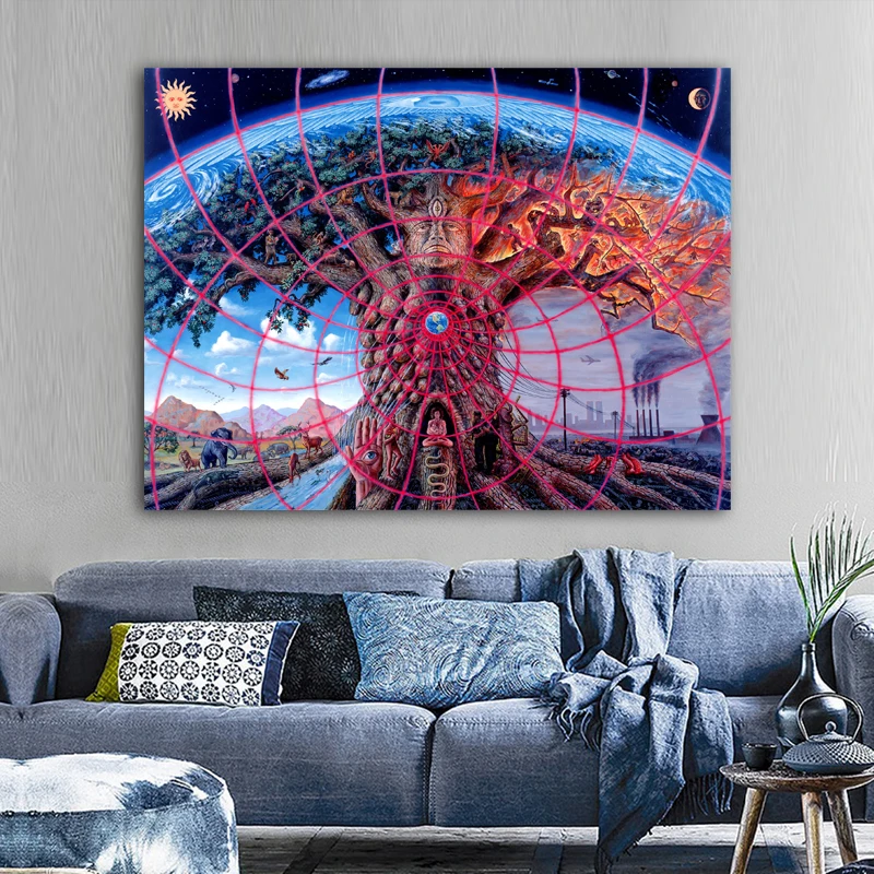 

Abstract Trees Globe Pictures Canvas Painting Wall Art Pictures For Living Room Bedroom Bedside Posters Home Decor NO FRAME