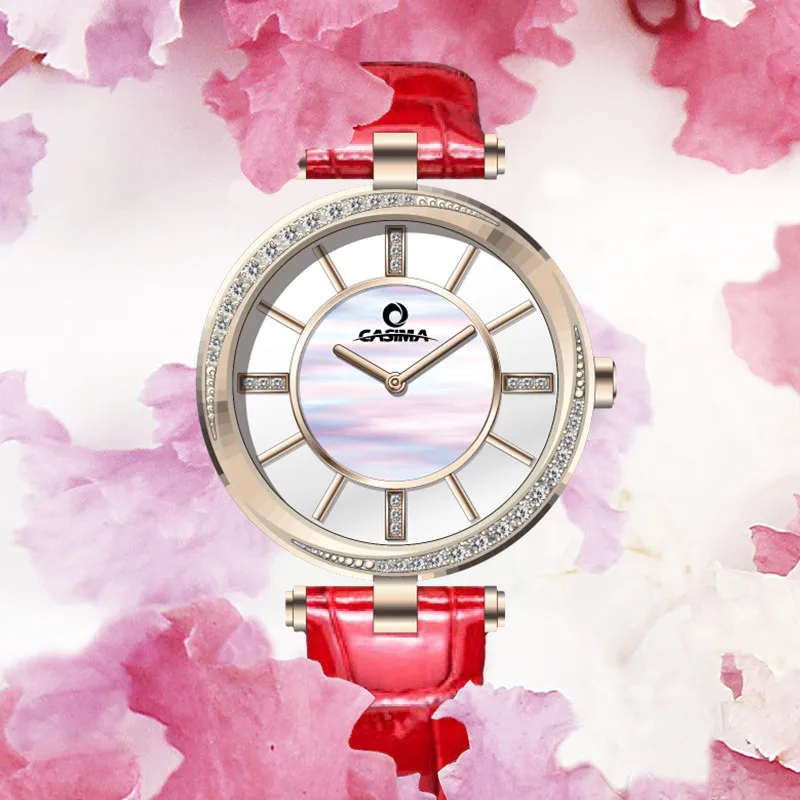 New Luxury Brand Watches Women Elegance Casual Ladies Quartz Wrist Watch Red Leather Strap Women's Watch Waterproof 100m #6603 enlarge