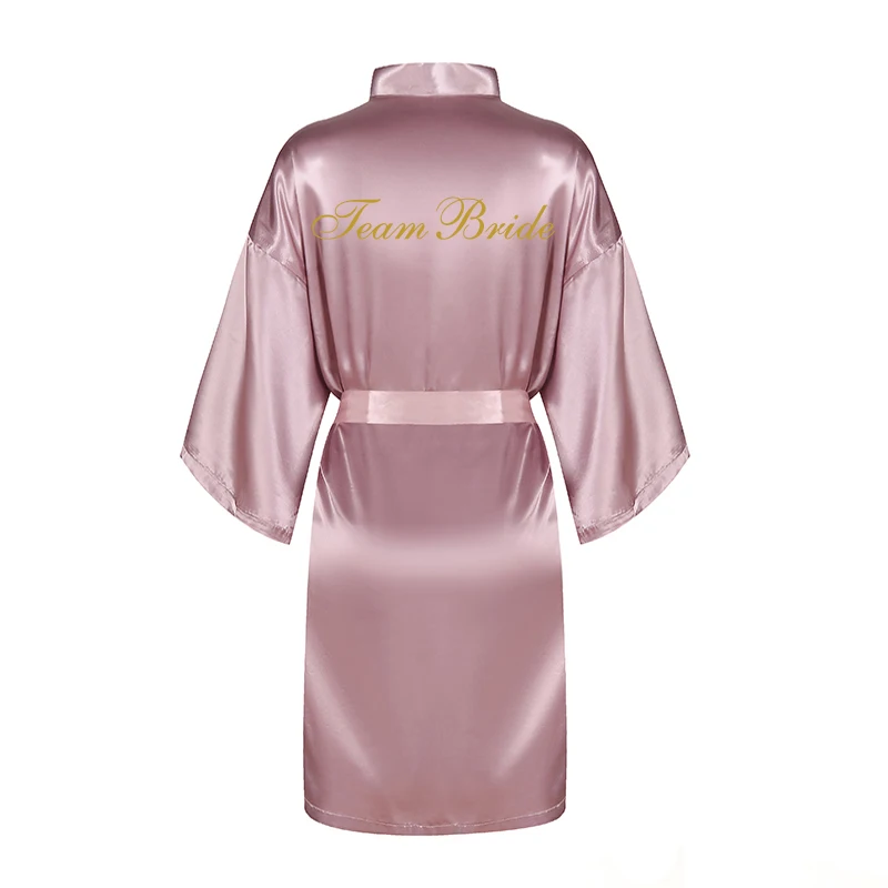 Женское атласное шелковое кимоно mauve Золотое банное платье для невесты Короткое