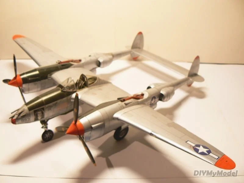 DIYMyModeI-rompecabezas de juguete hecho a mano para ni&ntilde;os, juguete de p-38j, caza rel&aacute;mpago, bricolaje-0