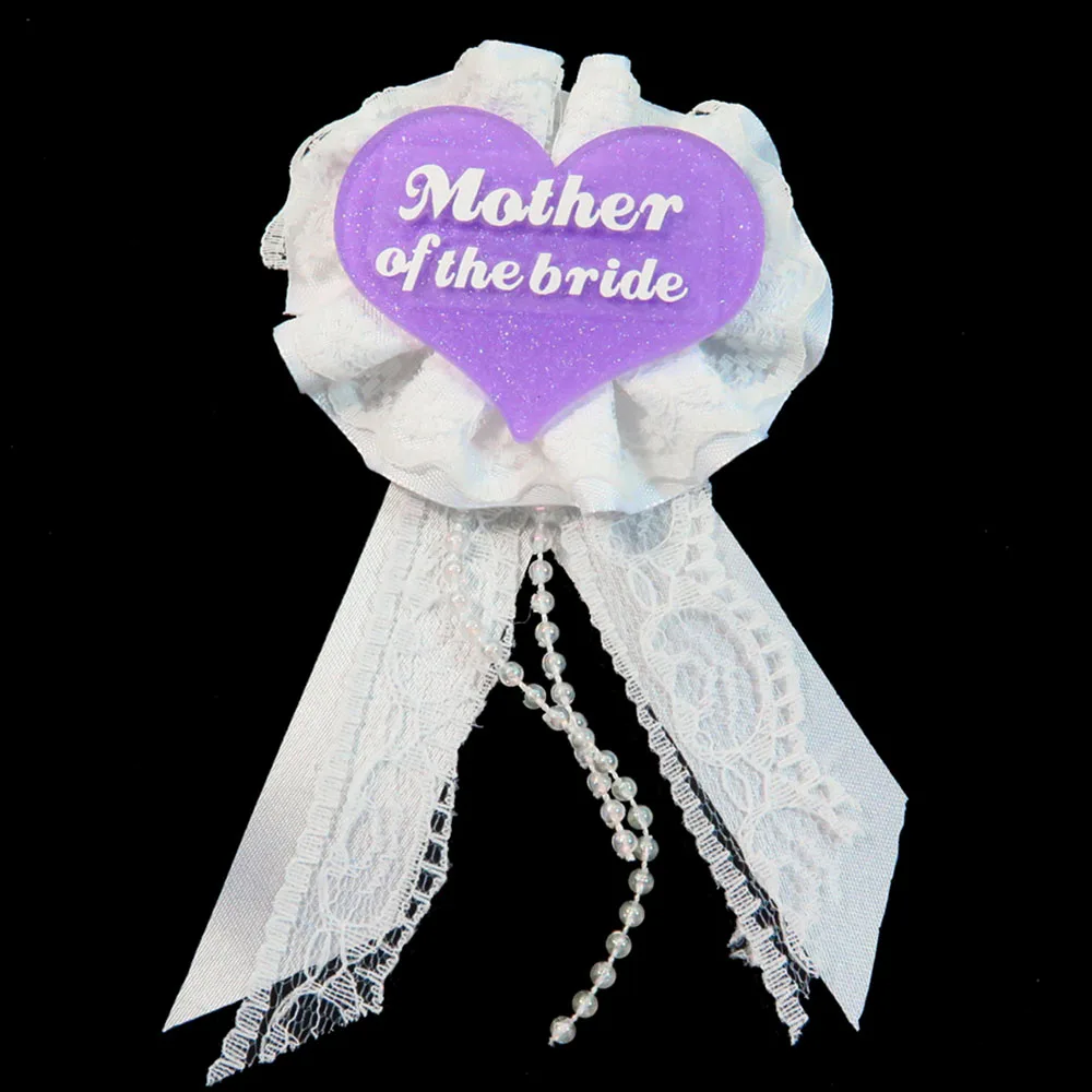 6 шт. фиолетовые блестящие значки белая кружевная лента брошь Подружка невесты