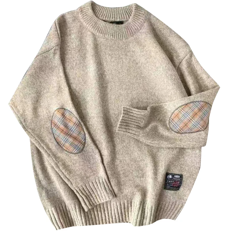 

Harajuku Oversized Sweater Men 2021 Winter Japanese Loose Vintage Knitted Sweater Streetwear Round Neck Pullovers Knitwear M-5XL