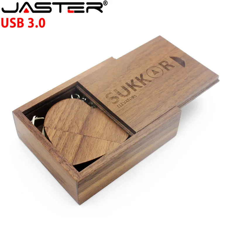 JASTER USB 3 0 Пользовательский логотип деревянное сердце + коробка карта памяти Флеш