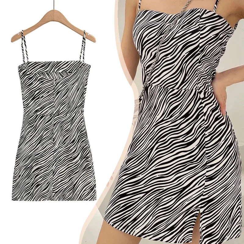 

Женская летняя Ночная рубашка на бретелях-спагетти с полосками