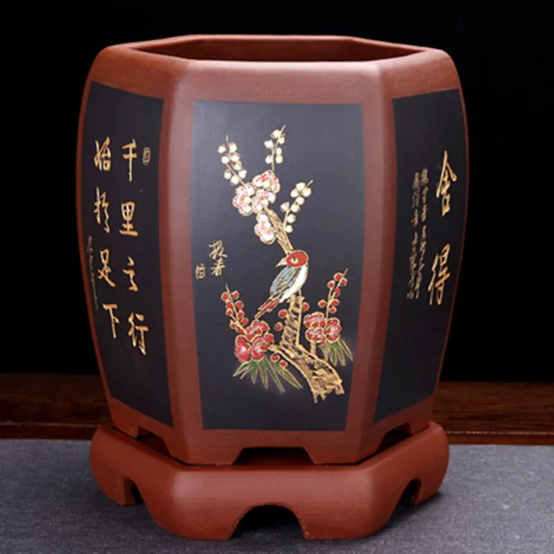 Раковина орхидеи из фиолетовой глины большая керамическая ваза для бонсая