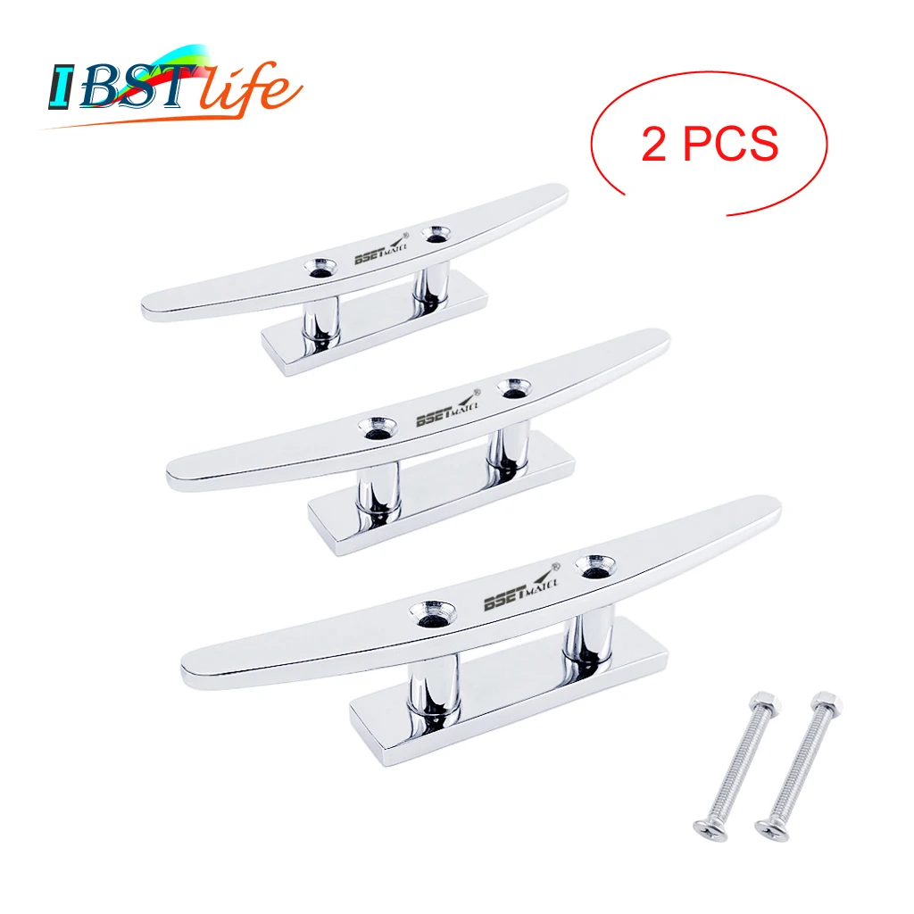 

2X Stainless Steel 316 Low Flat Cleat Boat Cleats Deck Rope Cleat Mooring Dock Cleat Marine Hardware Yacht Accessories Lock bolt
