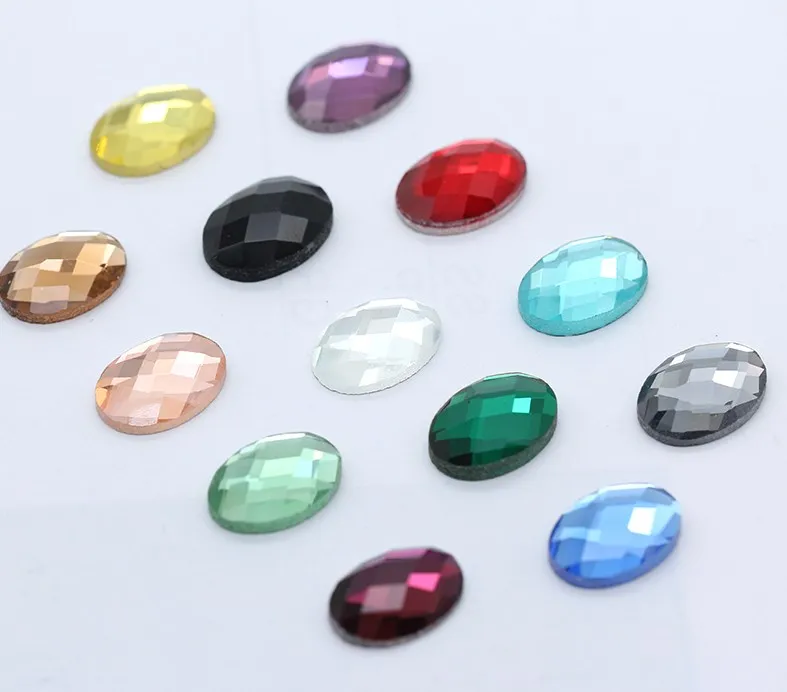 randomly mix colors 20p 8x10 мм Овальный цветной стеклянный камень с плоской задней поверхностью без горячей фиксации граненые хрустальные стразы Драгоценности кабошон Кнопка скрапбук ремесло - Цвет: randomly mix colors