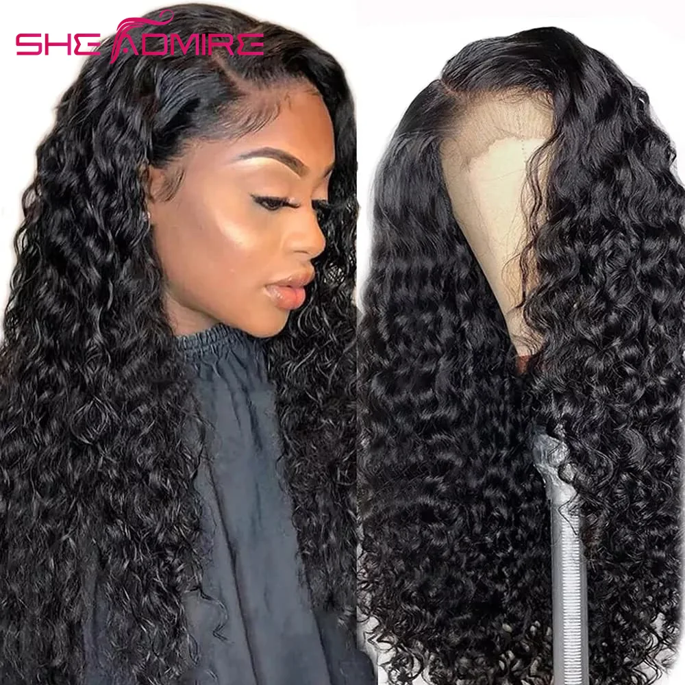 Water Wave Lace Closure Wig Human Hair Wigs For Women She Admire HD Transparent Loose Deep Wave Wig Remy 4x4 Lace Closure Wigs