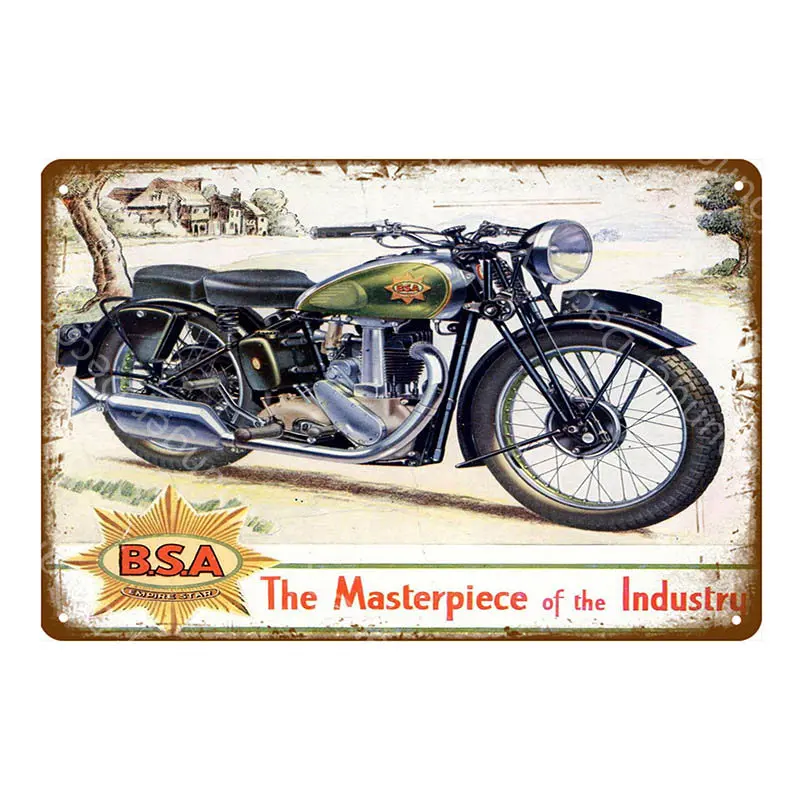 YD1672EI Британский мотоцикл BSA металлические знаки оловянный плакат Гараж; клуб паб настенные Декорации для бара мотоцикл Винтаж таблички домашний декор YI-058 - Цвет: YD1672EI