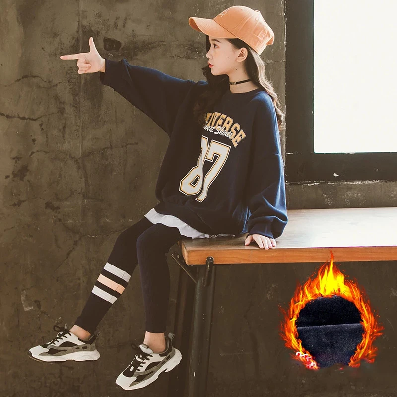 Зимний детский комплект одежды для девочек спортивный костюм девочек-подростков