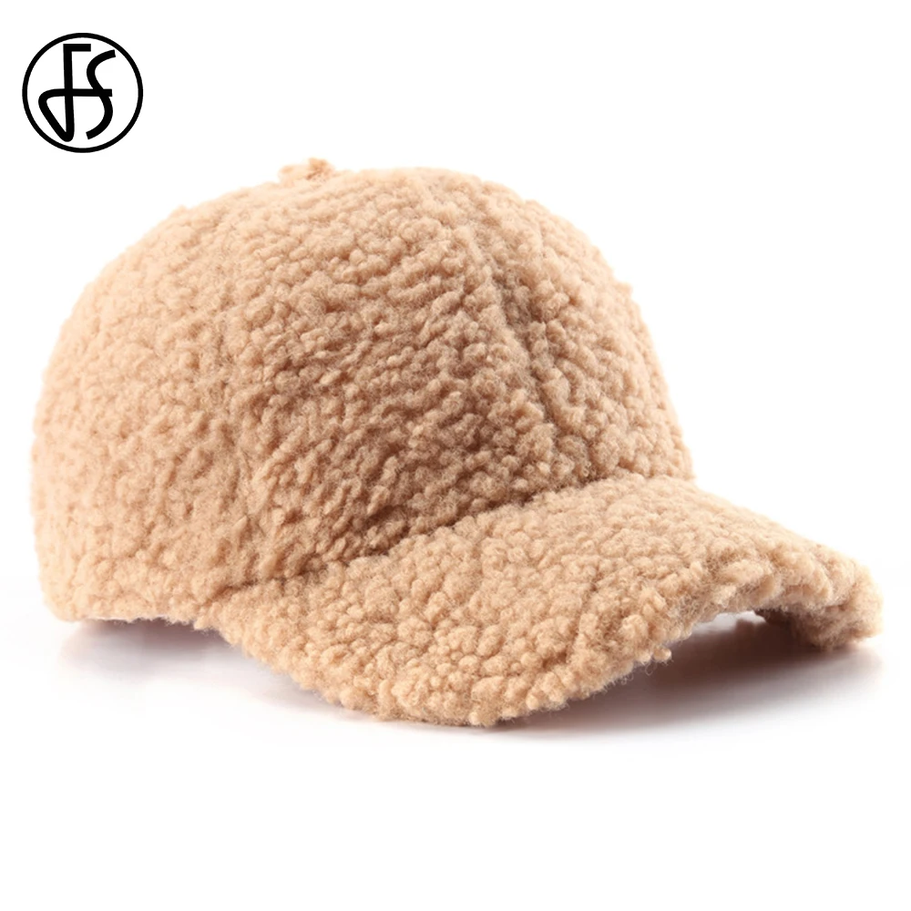 

FS 2021 Lambswool Warm Ear Protection Winter Baseball Cap For Women Outdoor Travel Windproof Men Hats Khaki Beige Hip Hop Caps