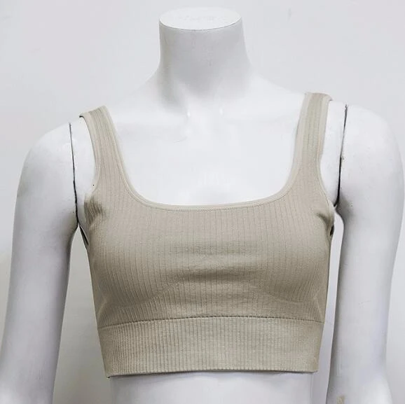 Khaki bra Женский комплект из 2 предметов, энергетический бесшовный комплект для йоги, фитнеса, спортзала, йоги, костюм с высокой талией, леггинсы+ комплект с бюстгальтером, высокая эластичность, спортивная одежда для бега, бюстгальтер, штаны - Цвет: Khaki bra