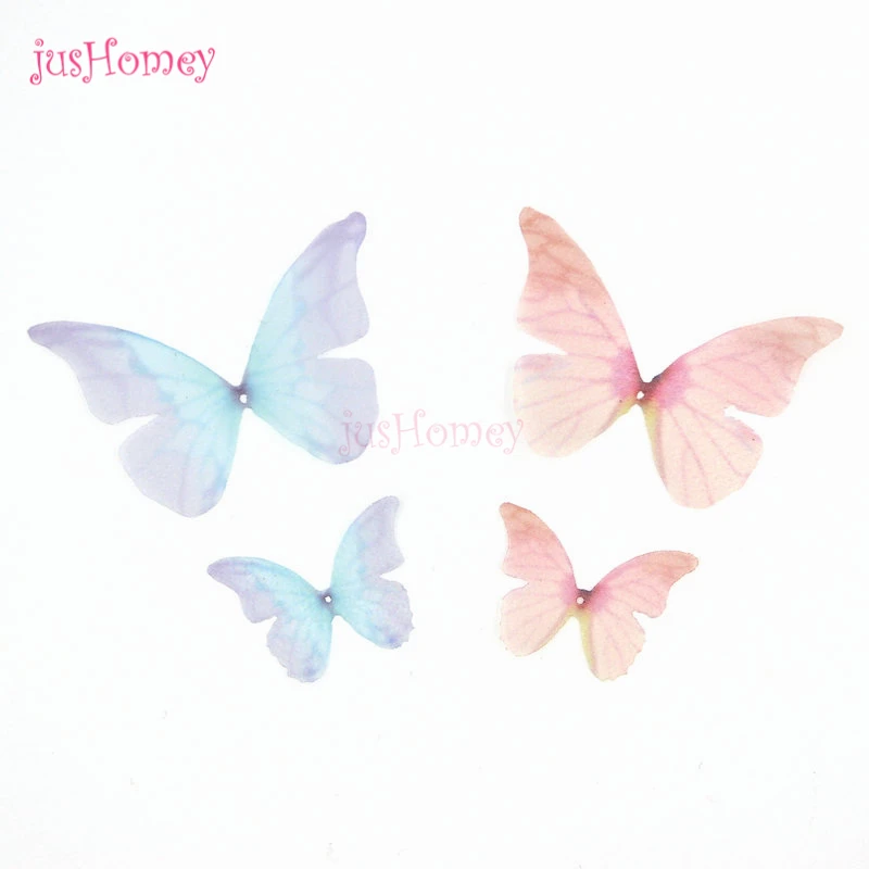 Бабочки из органзы с отверстием розовые синие шифоновые бабочки для сережек