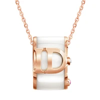 i do boom series 18k rose gold necklace id letter diamond ruby accented fine porcelain white pendant bracelet for women girls